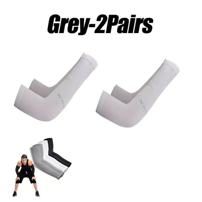 10 Pairs Summer Cycling Ice Silk Arm Sleeves - UV Protection Cooling Arm Covers for Running & Outdoor Sports - Fingerless Unisex