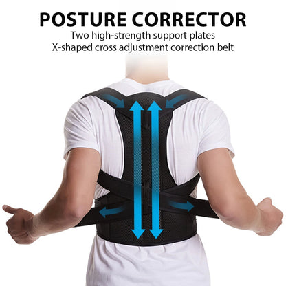 Adjustable Posture Corrector Back Brace - Lumbar Support Belt for Men & Women with Shoulder Support to Improve Scoliosis