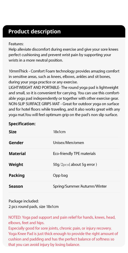 Professional Yoga Knee Pads 2 Pack - Premium Exercise Cushions