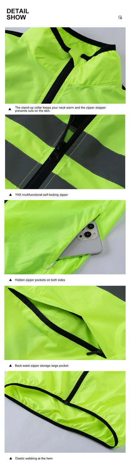 Men's Cycling Windbreaker Jacket - Water-Resistant Long Sleeve MTB Bike Coat with Quick-Dry & Breathable Jersey