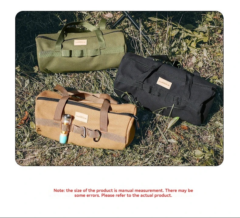 Camping Tent Peg Storage Bag - Canvas Organizer with Handle for Stakes, Ropes & Hammer
