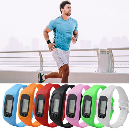 Digital LED Pedometer Watch - Silicone Sport Bracelet with Step Counter and Calorie Tracker