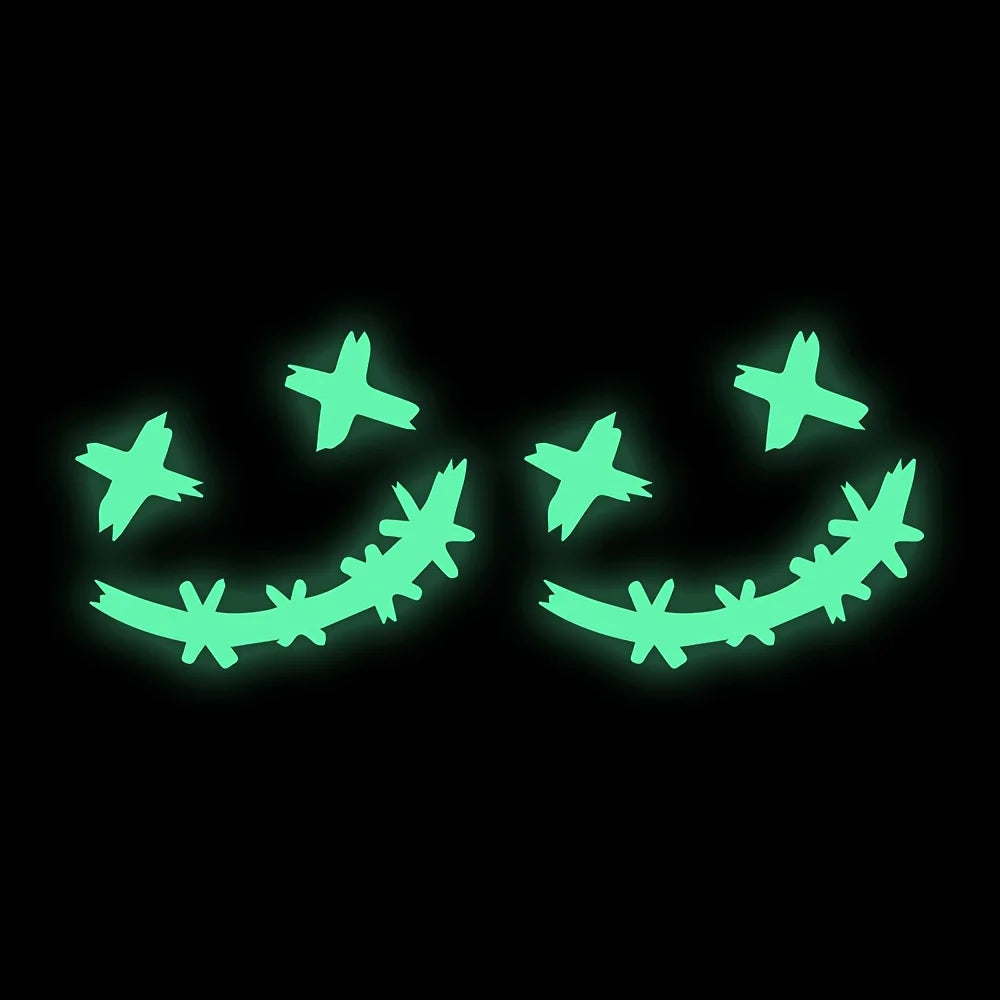 Reflective Smiley Motorcycle Stickers - 2PCS/SET Safety Decals for Enhanced Night Visibility
