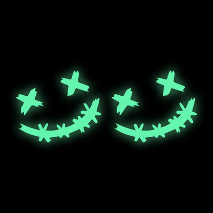 Reflective Smiley Motorcycle Stickers - 2PCS/SET Safety Decals for Enhanced Night Visibility