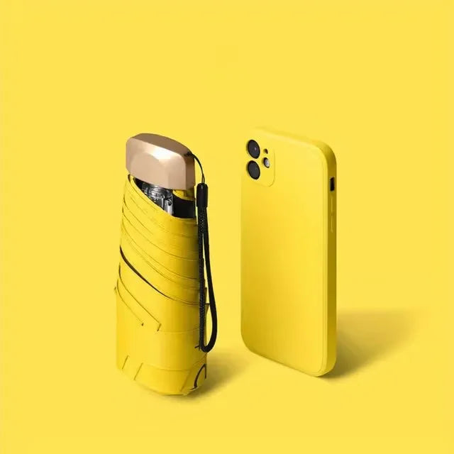 Mini Pocket Umbrella - Compact Folding Rain & Sun Parasol with UV Protection (Capsule Design)