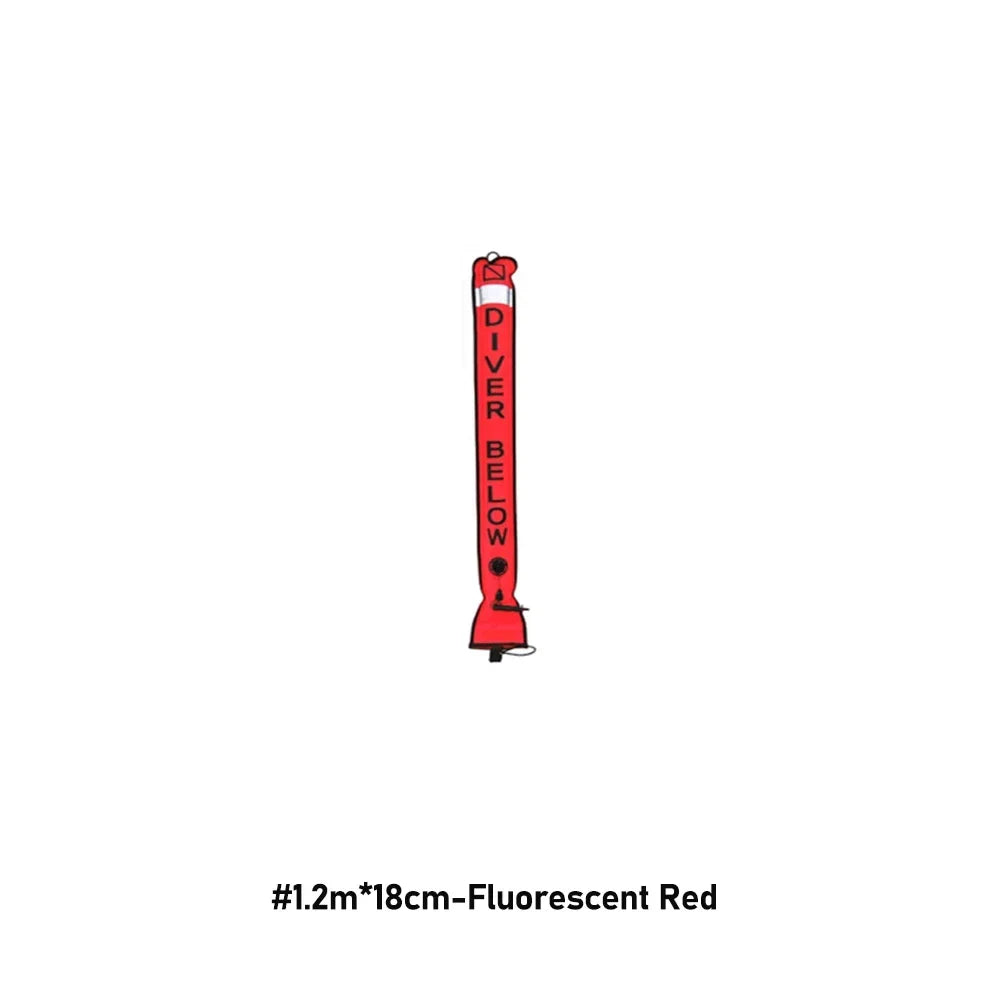Professional Scuba Diving Safety Signal Tube - High Quality Inflatable Surface Marker Buoy (SMB) - 1.2M/1.5M/1.8M Diver Below Safety Sausage