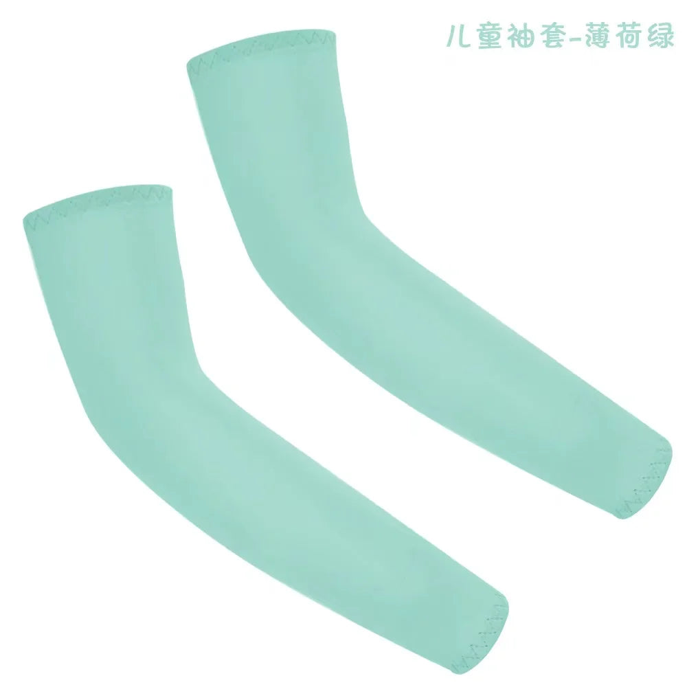 Kids UV Protection Arm Sleeves - Ice Silk Cooling Compression Sleeves for Boys & Girls Outdoor Sports (1 Pair)