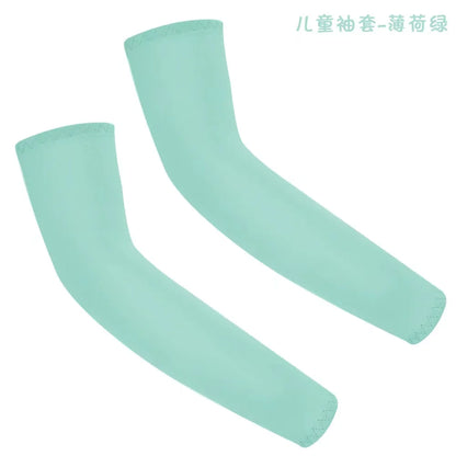 Kids UV Protection Arm Sleeves - Ice Silk Cooling Compression Sleeves for Boys & Girls Outdoor Sports (1 Pair)