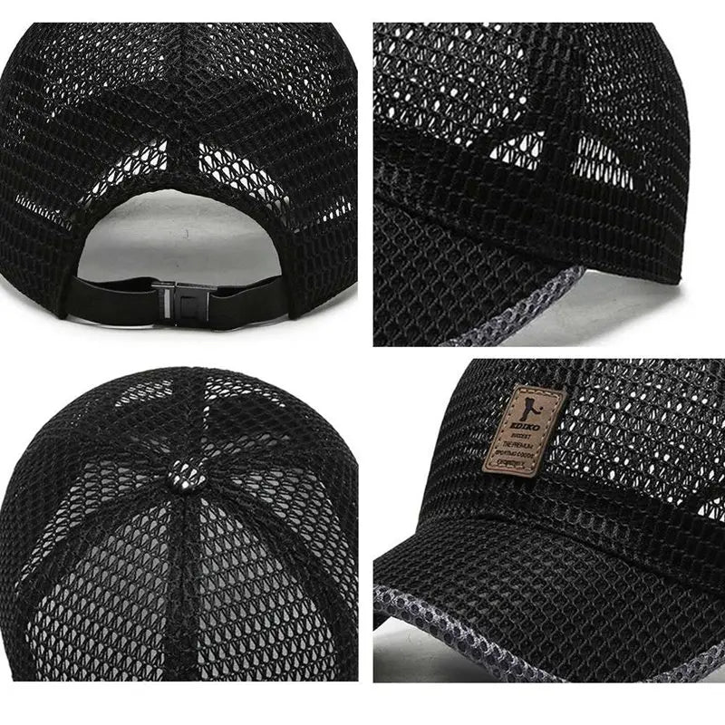 Men's Breathable Mesh Baseball Cap - Quick-Dry Anti-UV Sports Visor for Tennis, Golf & Hiking