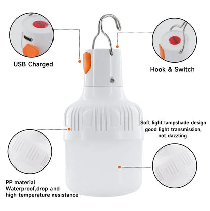 Outdoor USB Rechargeable LED Lamp Bulbs - High Brightness - Emergency Light - Portable Lantern - Night Lights