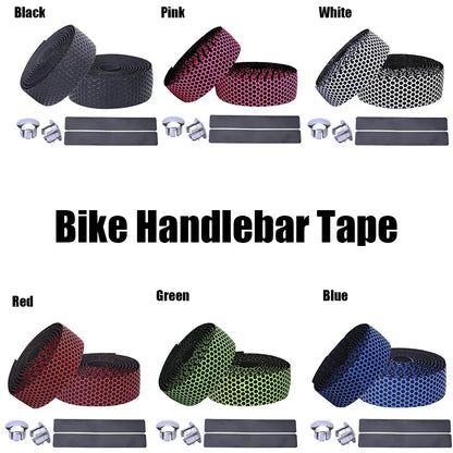 Road Bike Handlebar Tape - Anti-Slip EVA Foam Bar Wrap with Shock Absorption - Faux Leather Cycling Grip Tape with End Plugs (1 Pair)