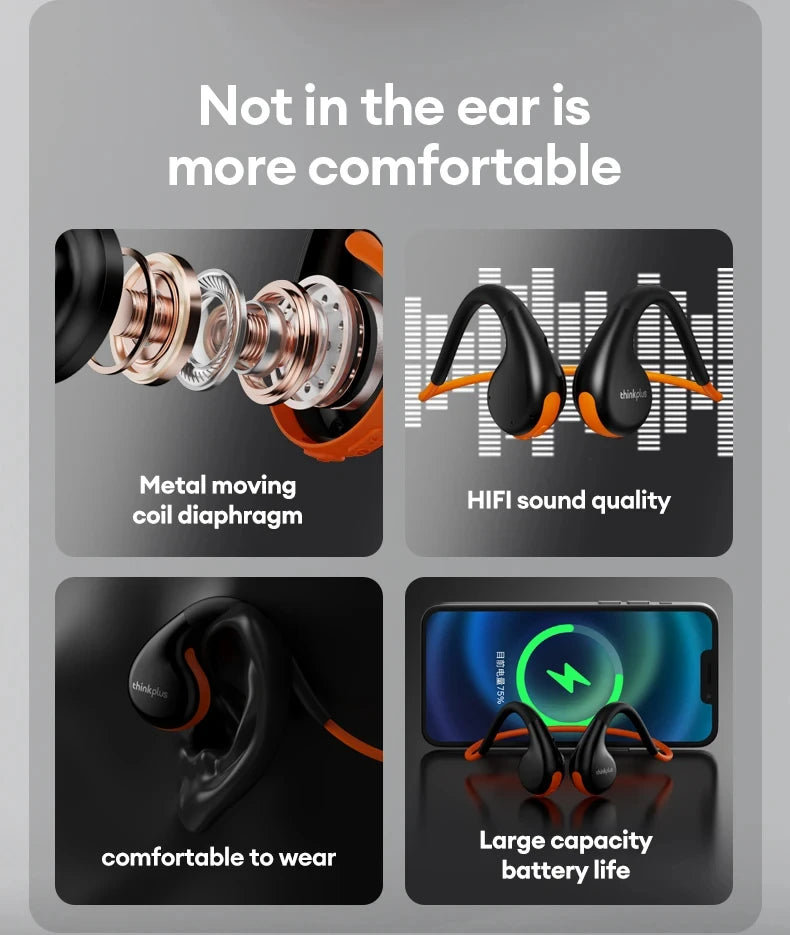 Air Conduction Wireless Headphones - Bluetooth 5.3 Sport Earphones with Ear Hook & Mic
