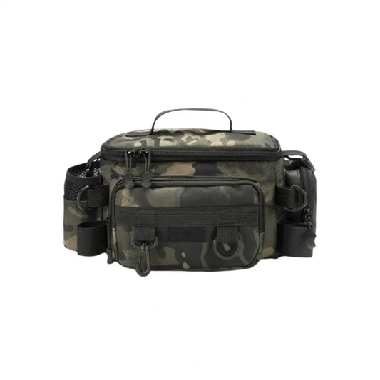 Portable Fishing Tackle Shoulder Bag - Multi-Purpose Storage with Rod Holder for Outdoor Sports & Fly Fishing