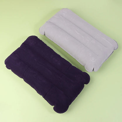 oldable Inflatable Travel Pillow - PVC Flocking Air Cushion for Camping, Hiking, Flight & Outdoor Sleep