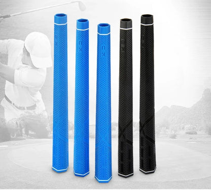 Hexagonal Rubber Golf Club Grips - PGM SB004 Universal Grip for Iron, Wood & Putter Clubs (Black/Blue)