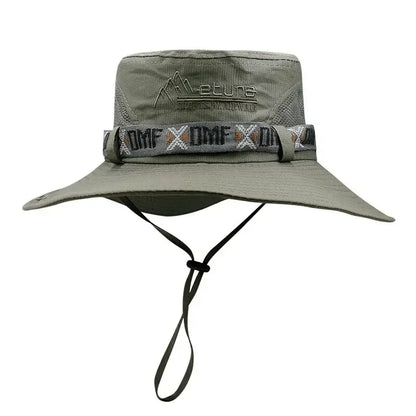 Men's UV Protection Wide Brim Bucket Hat - Outdoor Safari Hiking Mesh Fisherman Cap