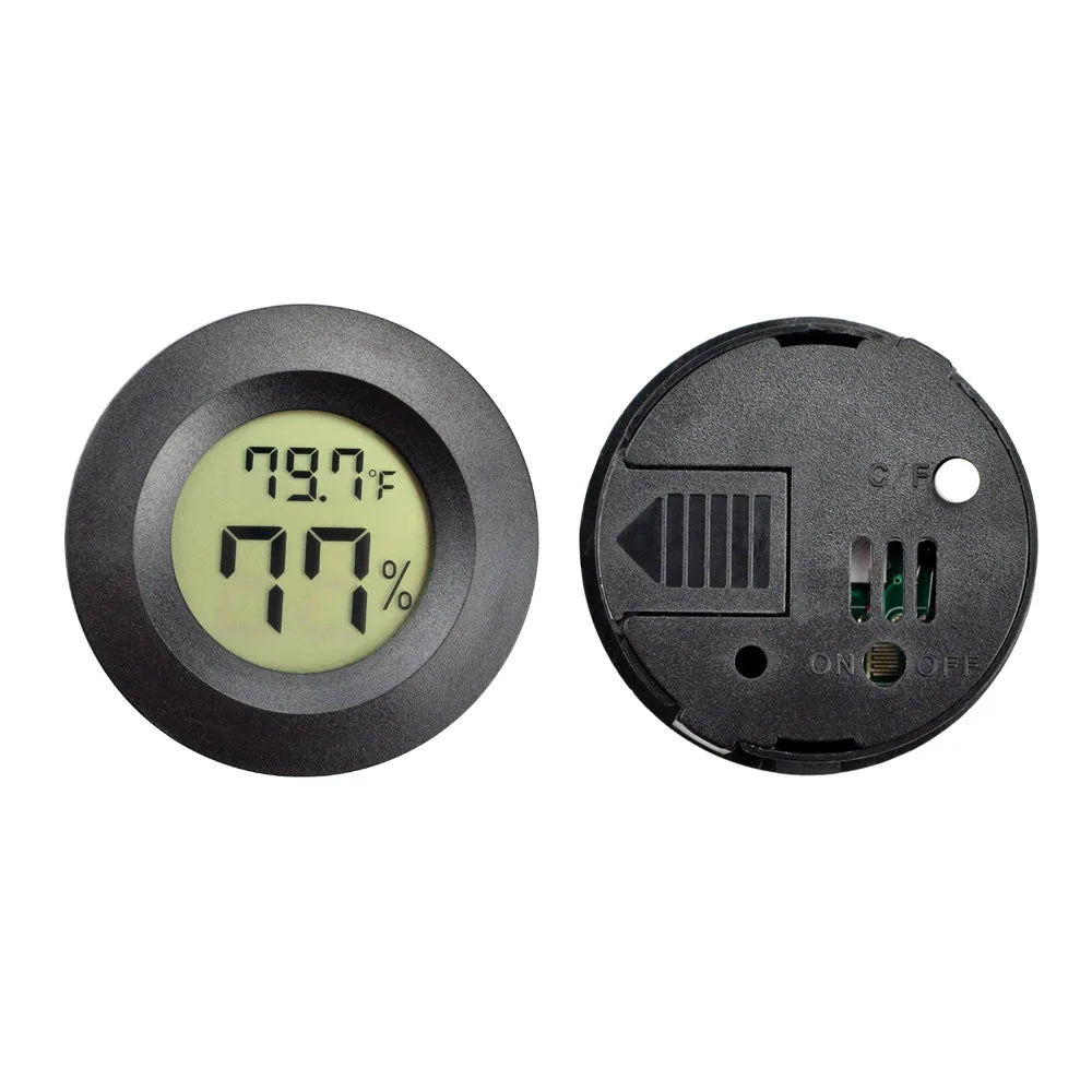 Digital Outdoor Thermometer Hygrometer - Electronic Round Display for Reptile Habitats, Camping & Sports Equipment