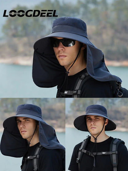 Summer Sunshade Fishing & Cycling Cap - Oversized Brim Dual-Purpose Face Covering Hat with UV Protection