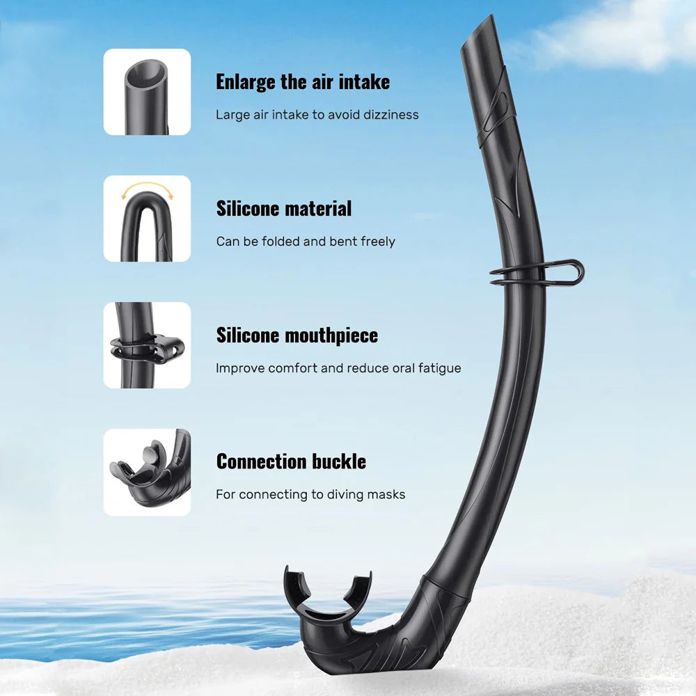Professional Snorkeling Mask Set Tempered Glass Diving Goggles Foldable Dry Snorkel Tube Travel Case Anti-Fog Silicone