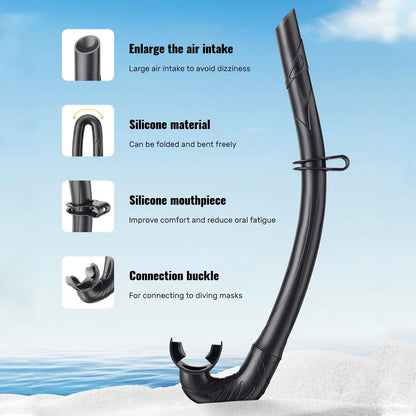 Professional Snorkeling Mask Set Tempered Glass Diving Goggles Foldable Dry Snorkel Tube Travel Case Anti-Fog Silicone