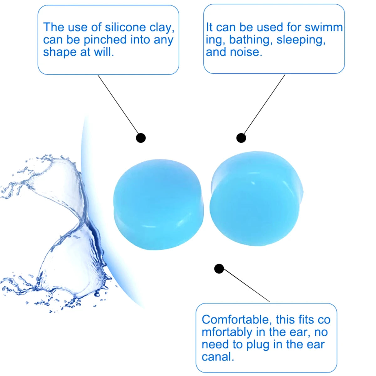 Flexible Silicone Earplugs Set - 30 Pack Reusable Noise Reduction Ear Plugs for Sleep, Swimming, Study & Travel