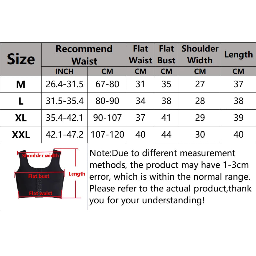 Men's Compression Vest - Nylon-Spandex Slimming Undershirt Tank Top for Chest & Torso Support