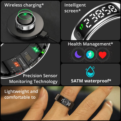 COLMI R12 Smart Ring 2025 - Touch Display Screen, Wireless Charging, Health Tracking, 5ATM Waterproof for Men & Women
