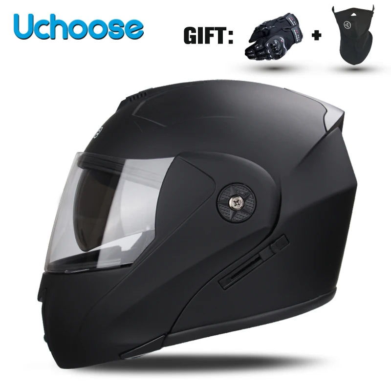 DOT Certified Modular Flip-Up Motorcycle Helmet - Dual Visor Cross-Country Safety Helmet - Unisex