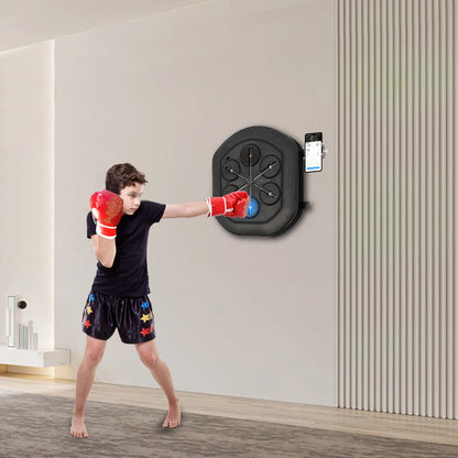 Smart Music Boxing Training Machine - Wall-Mount Bluetooth Punch Trainer with LED Light & Gloves for Home Gym