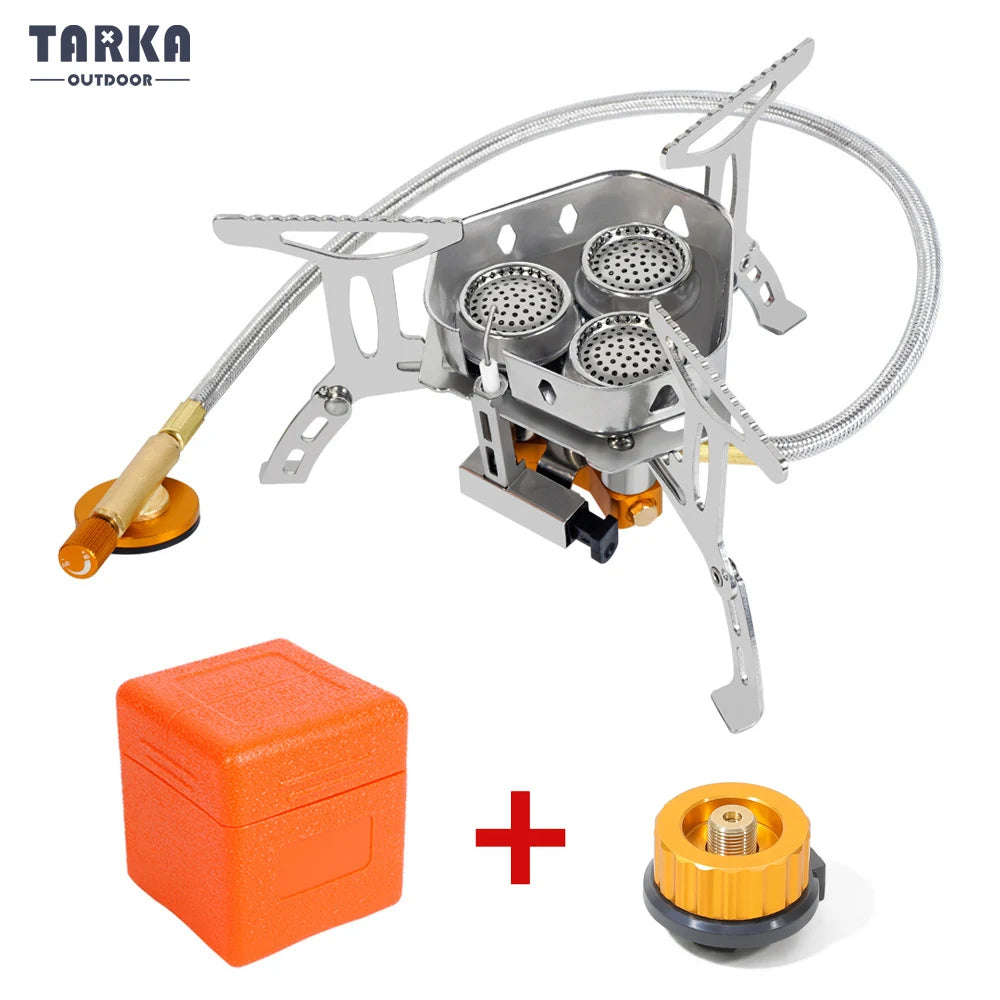 Professional 3-Head Gas Stove - 5800W Folding Camping Burner - Portable Backpacking Furnace for Outdoor Hiking, Picnic & BBQ