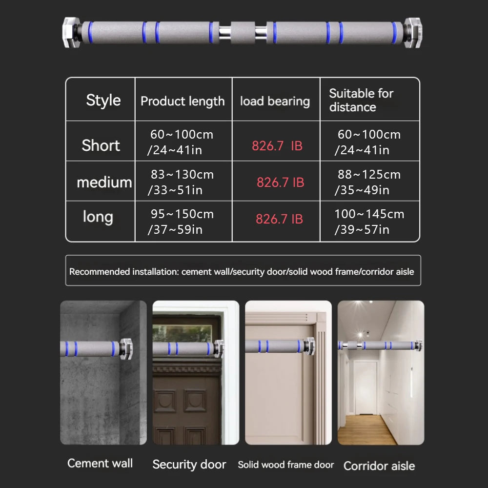 Telescopic Doorway Pull-Up Bar - Heavy-Duty Adjustable Chin-Up Bar with Non-Slip Grip for Home Gym Strength Training