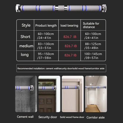 Telescopic Doorway Pull-Up Bar - Heavy-Duty Adjustable Chin-Up Bar with Non-Slip Grip for Home Gym Strength Training