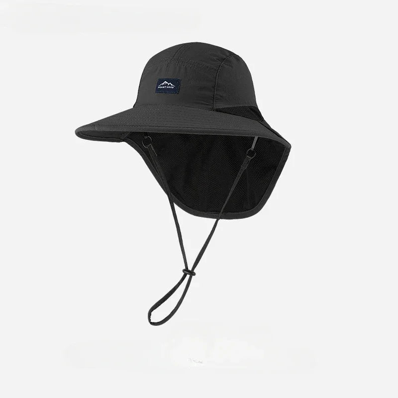 Unisex Wide Brim Sun Hat - Waterproof Quick-Dry Mesh Bucket Hat with Neck Flap for Outdoor Summer Protection