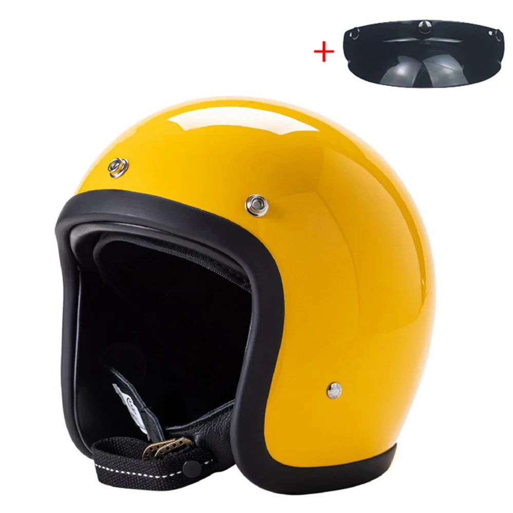 Vintage 500TX Open Face Motorcycle Helmet - Retro 3/4 Jet Style Scooter Helmet (Japanese/Korean Design)
