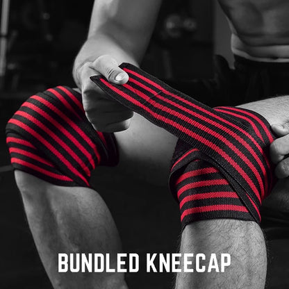 Premium Knee Compression Wraps - Elastic Fitness Straps for Weight Lifting, Squats & Gym Training Support