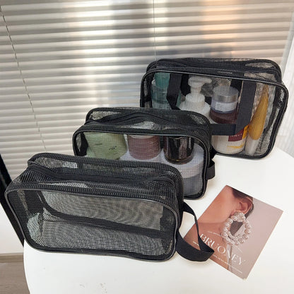 Large Capacity Mesh Toiletry Organizer - Travel Bathroom Storage Bag