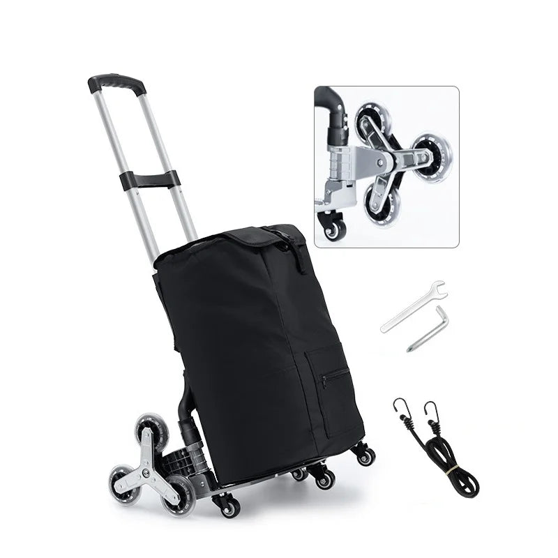 GIANXI Aluminum Alloy Folding Shopping Cart - Lightweight Stair Climbing Grocery Trolley