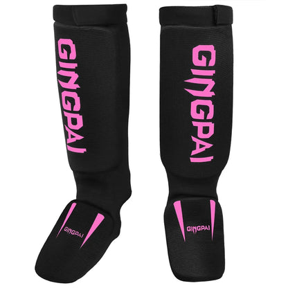 Cotton MMA Shin Guards - Boxing Kickboxing Foot Protection with Instep Ankle Support for TKD Muay Thai Training