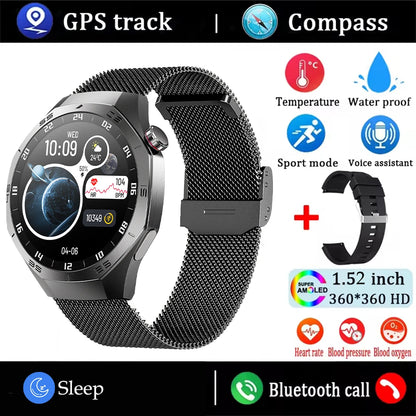2025 Smart Watch - AMOLED Screen with GPS, Heart Rate, Bluetooth Calls & Waterproof for Android & iOS