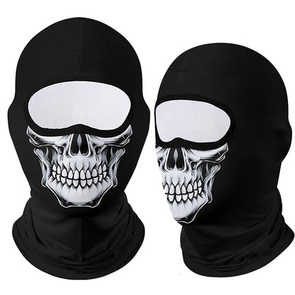 Full Face Balaclava Mask - Breathable Windproof UV Sun Protection - Moto Skull Ghost Clown Design for Summer Spring