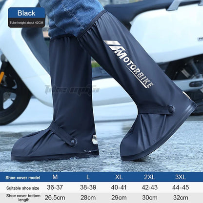 Waterproof Reflective Motorcycle Rain Boot Covers - Non-Slip Reusable Cycling Footwear Protection