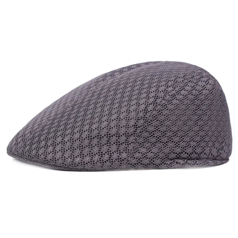 Breathable Mesh Beret Cap - Adjustable Newsboy Style Flat Hat for Men & Women - Summer Casual