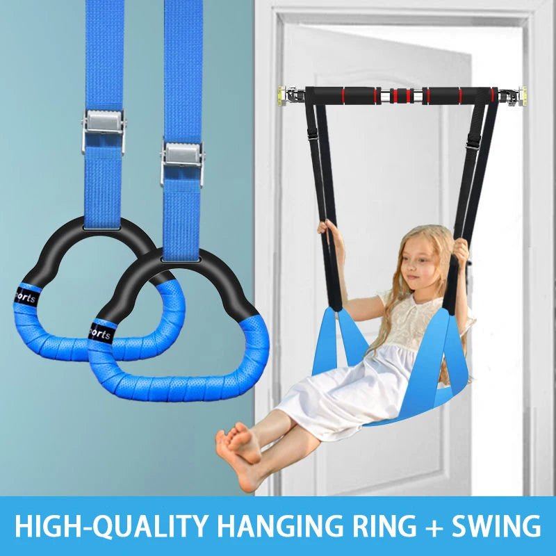 Kids Gymnastics Rings - Non-Slip Adjustable Straps, Pull-Up Workout & Swing Fitness Equipment