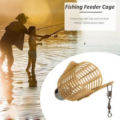 Fishing Bait Cage with Iron Head - Spherical Explosion Basket Feeder Holder Hook Tackle