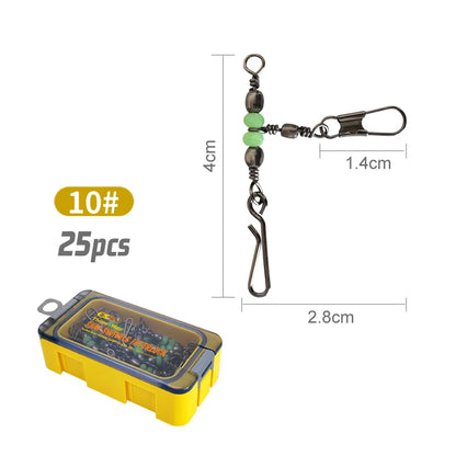 Premium Fishing Swivel Connector Set - Size 8# 10# with Bearing Rolling Swivel & Interlock Snap
