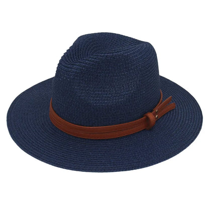 Breathable Straw Panama Hat - European American Style Jazz Sun Hat for Beach & Leisure