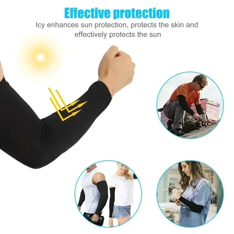 Cooling Arm Sleeves - Ice Silk UV Sun Protection for Cycling, Golf, and Outdoor Sports (1 Pair)
