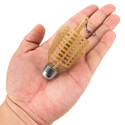Fishing Bait Cage with Iron Head - Spherical Explosion Basket Feeder Holder Hook Tackle