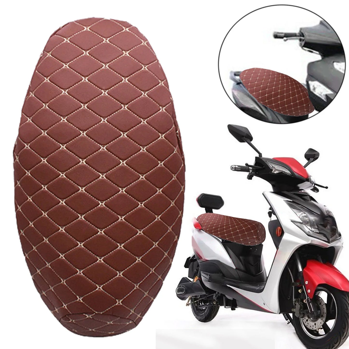 Breathable 3D Mesh Motorcycle Seat Cover - Waterproof Anti-Skid PU Leather Cushion Protector for Scooters