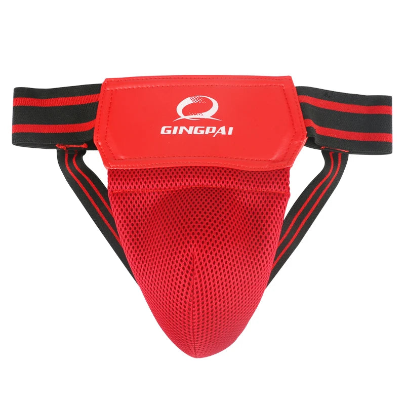 Adult Male MMA Groin Protector - Red & Black Jockstrap for Boxing, Sanda, Taekwondo & Kickboxing Training